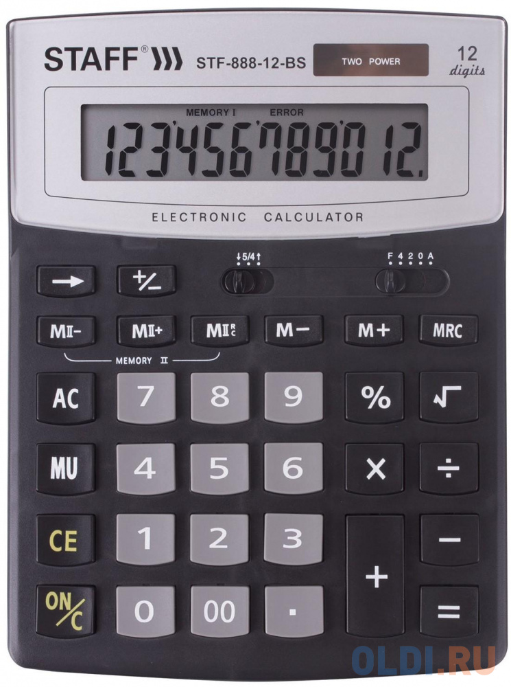 Калькулятор настольный STAFF STF-888-12-BS 12-разрядный серый/черный 250451