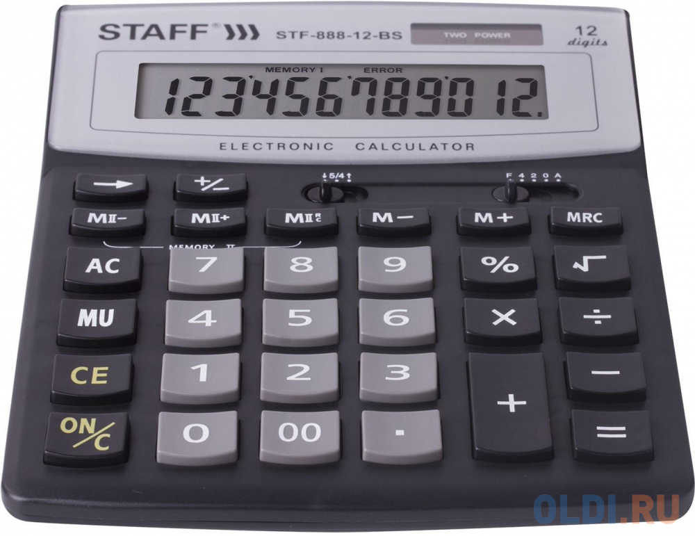 Калькулятор настольный STAFF STF-888-12-BS 12-разрядный серый/черный 250451 - фото 2