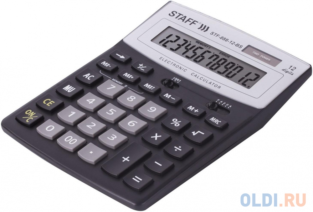 Калькулятор настольный STAFF STF-888-12-BS 12-разрядный серый/черный 250451 - фото 3