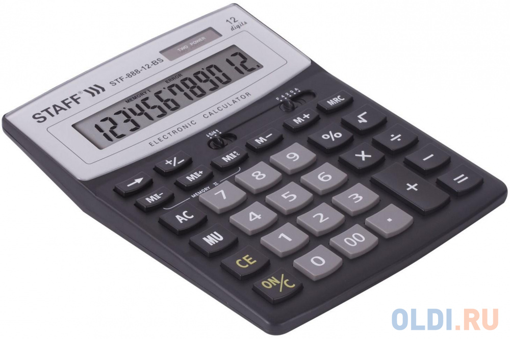 Калькулятор настольный STAFF STF-888-12-BS 12-разрядный серый/черный 250451 - фото 4