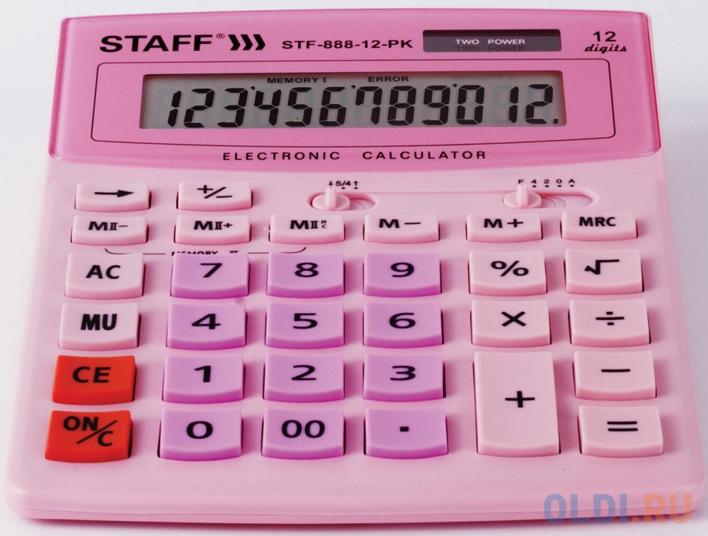 Калькулятор настольный STAFF STF-888-12-PK 12-разрядный розовый 250452 фото