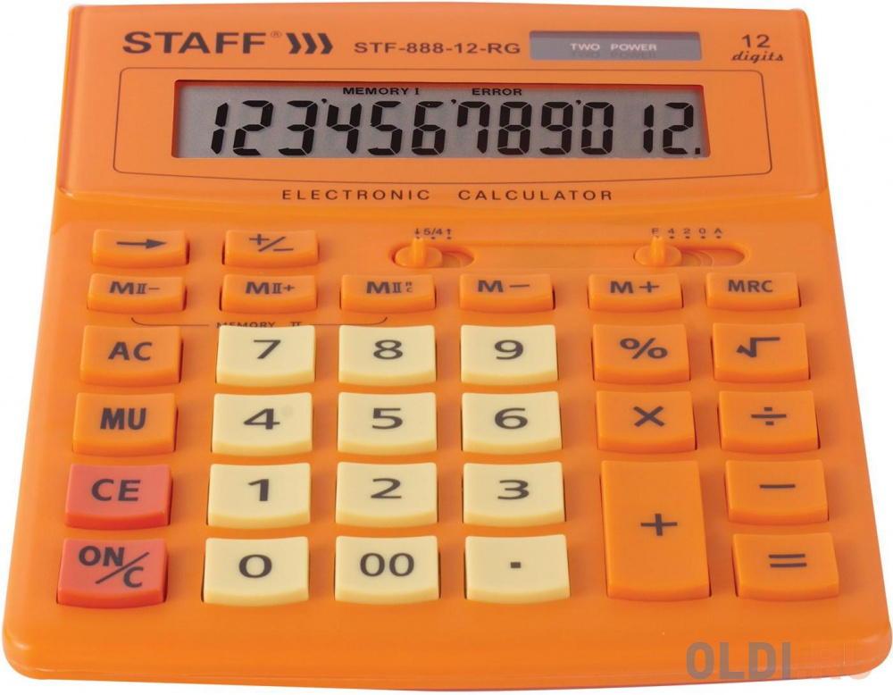 Калькулятор настольный STAFF STF-888-12-RG 12-разрядный оранжевый 250453 - фото 2