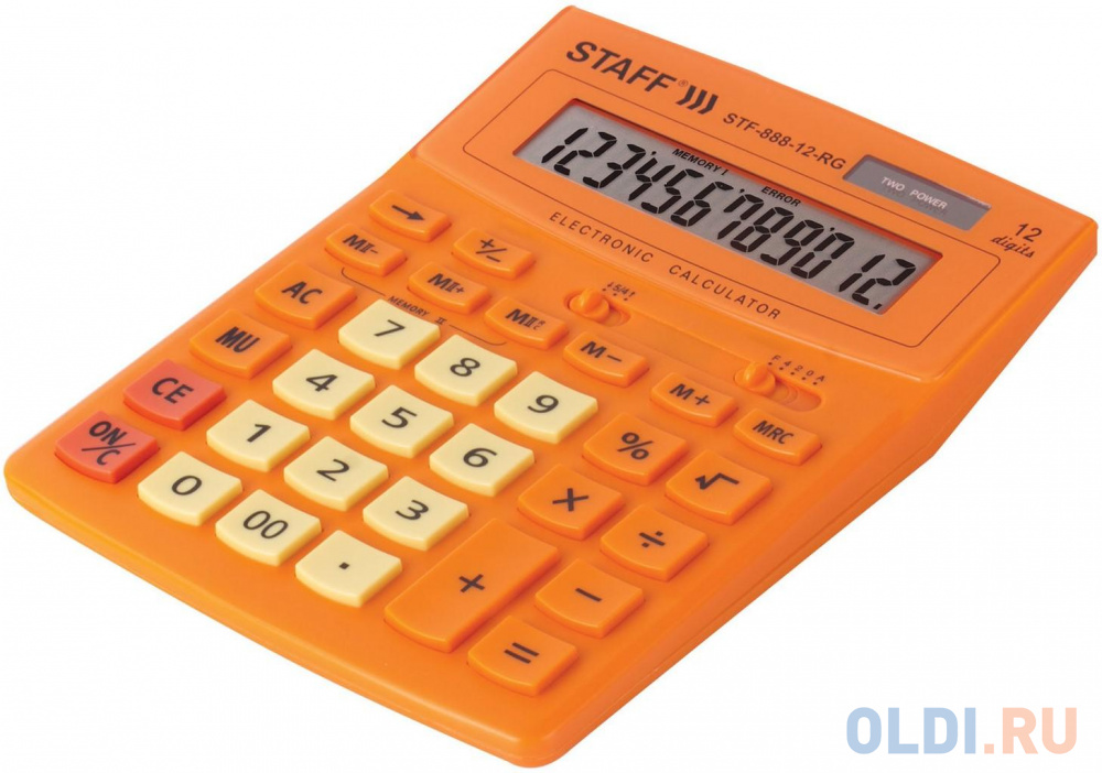 Калькулятор настольный STAFF STF-888-12-RG 12-разрядный оранжевый 250453 - фото 3