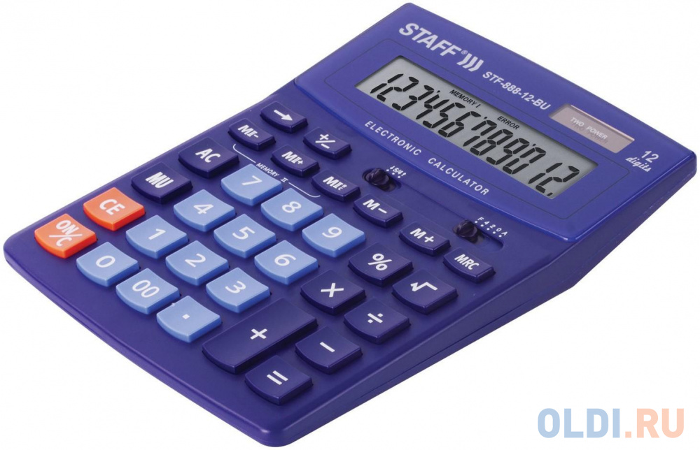 Калькулятор настольный STAFF STF-888-12-BU 12-разрядный синий 250455 фото