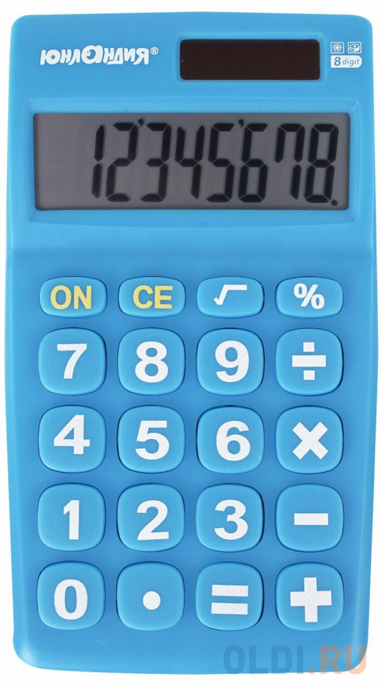 Калькулятор карманный ЮНЛАНДИЯ 250456 8-разрядный синий - фото 1