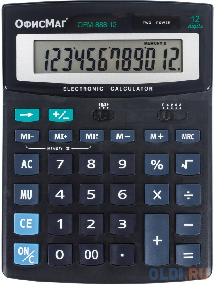 Калькулятор настольный ОФИСМАГ OFM-888-12 12-разрядный черный 250224 - фото 1