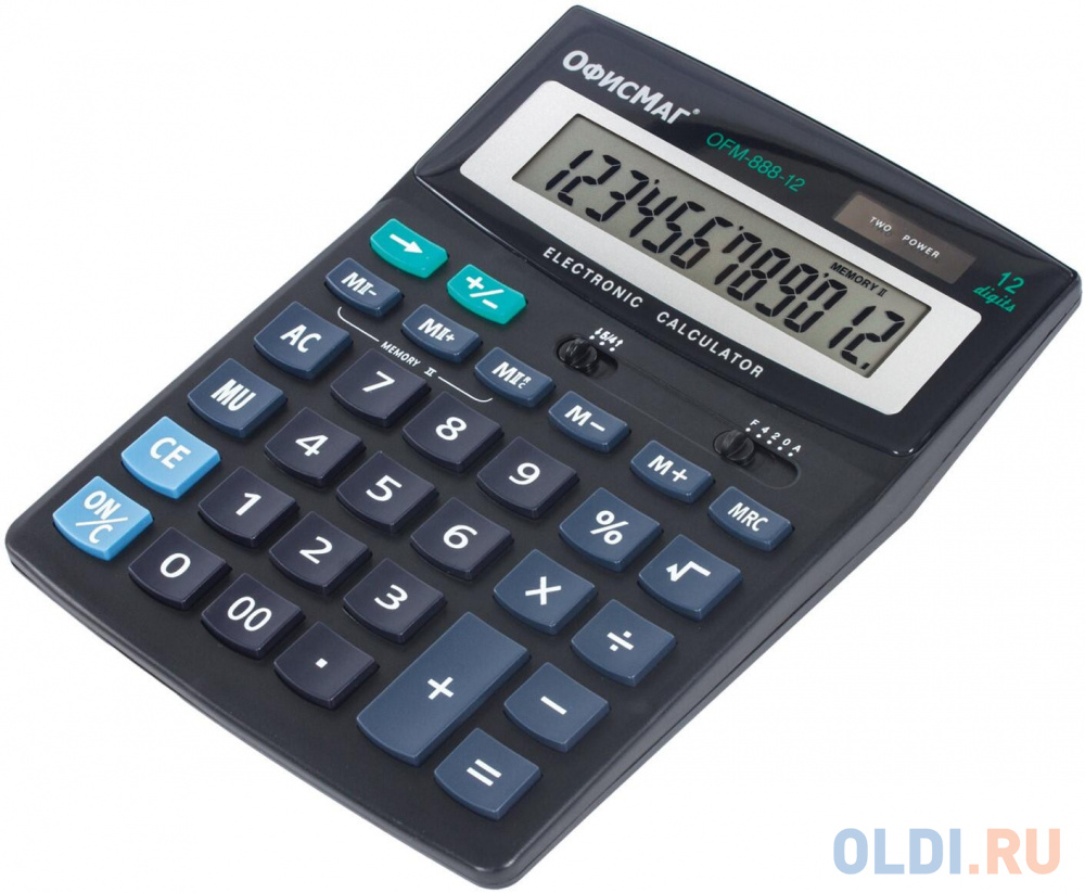 Калькулятор настольный ОФИСМАГ OFM-888-12 12-разрядный черный 250224 - фото 2