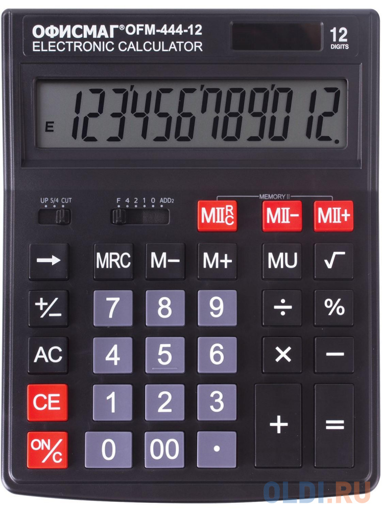 Калькулятор настольный ОФИСМАГ OFM-444 12-разрядный черный 250459 - фото 1