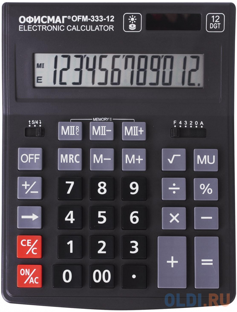 Калькулятор настольный ОФИСМАГ OFM-333 12-разрядный черный 250462
