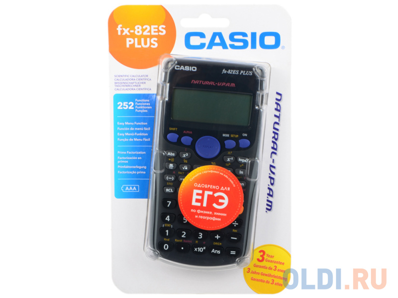 

Калькулятор Casio FX-82ESPLUS питание от батареи 10+2 разряда научный 252 функций черный