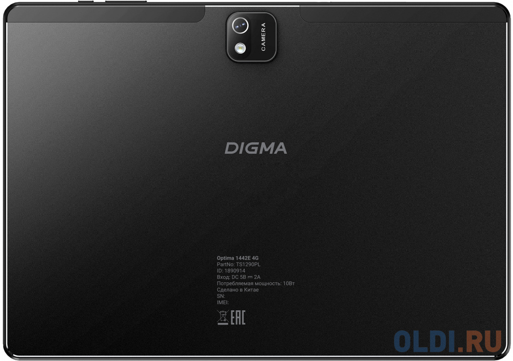 Планшет Digma Optima 1442E 4G T606 (1.6) 8C RAM4Gb ROM128Gb 10.1" IPS 1920x1200 3G 4G Android 12 черный 5Mpix 2Mpix BT GPS WiFi Touch microSD 256 TS1290PL - фото 2