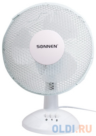 Вентилятор настольный SONNEN TF-25W-23, d=23 см, 25 Вт, на подставке, 2 скоростных режима, белый/серый, 451038 sonnen вентилятор напольный fs40 a104 line