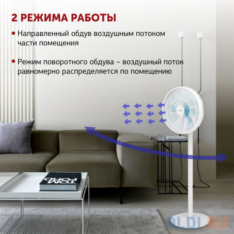 Вентилятор настольный/напольный Starwind SAF1231 50Вт скоростей:4 белый фото