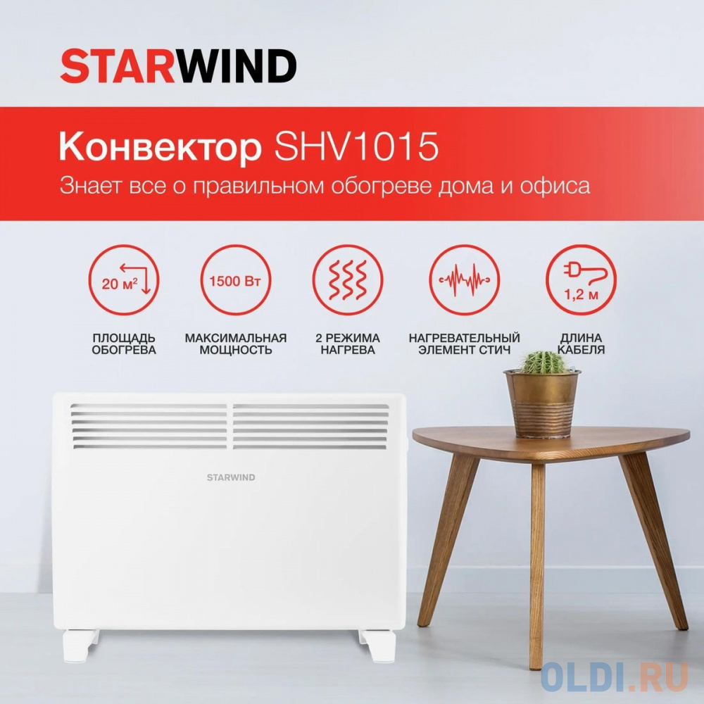 Конвектор Starwind SHV1015 1500Вт белый Вид№6