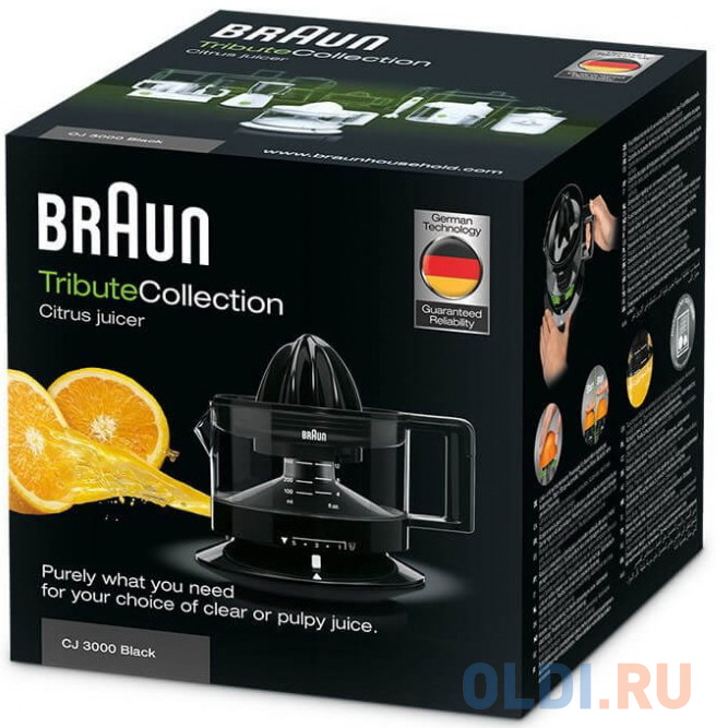 Соковыжималка цитрусовая Braun CJ3000BK 20Вт рез.сок.:350мл. черный фото
