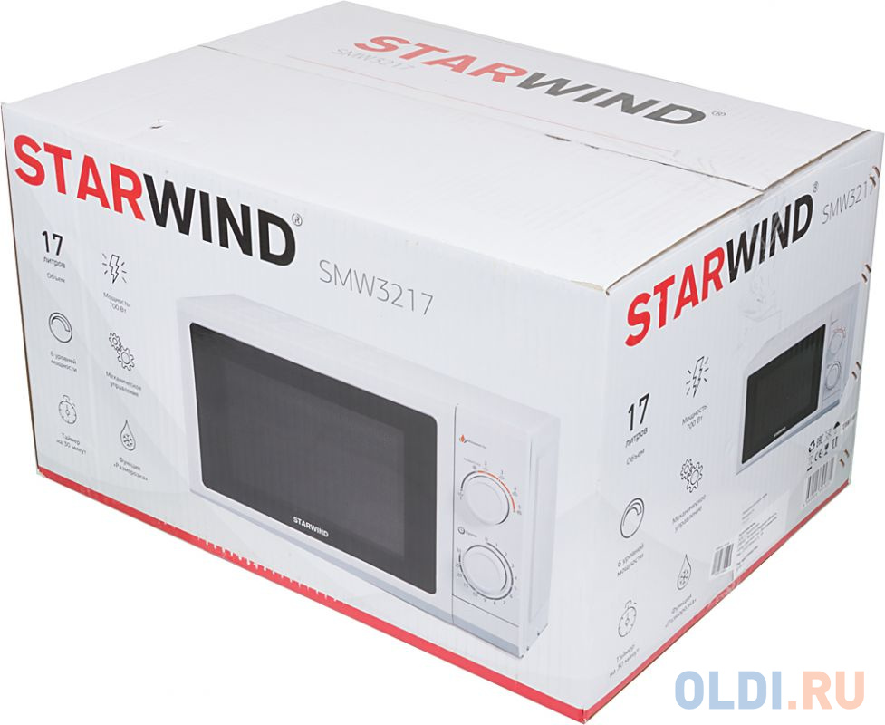 Микроволновая печь StarWind SMW3217 700 Вт белый, размер 452x262x335 мм - фото 4