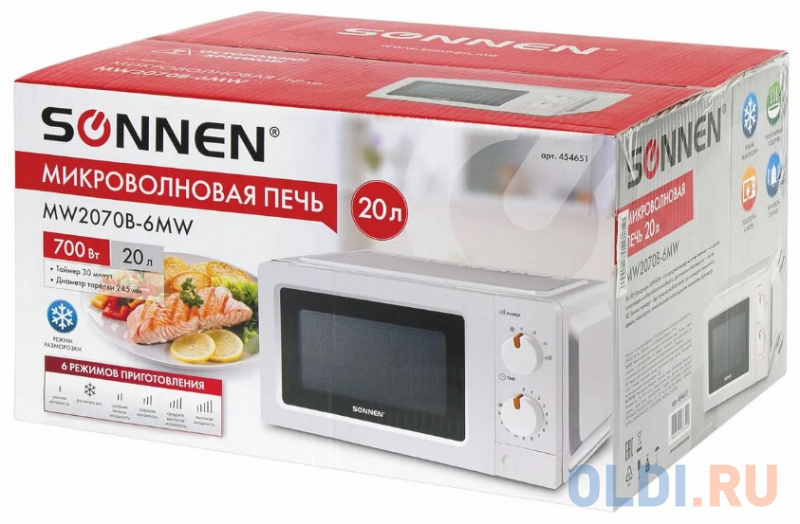 Микроволновая печь Sonnen MW2070B-6MW 700 Вт белый фото