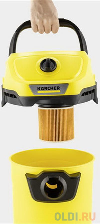 Пылесос Karcher WD 3 V-17/6/20 Car сухая влажная уборка жёлтый, размер 349 x 328 x 492 мм