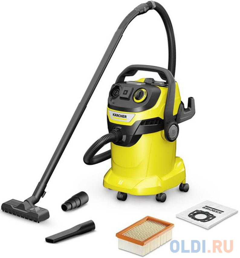 Пылесос Karcher WD 5 P V-25/5/22 сухая влажная уборка жёлтый, размер 418 x 382 x 653 мм