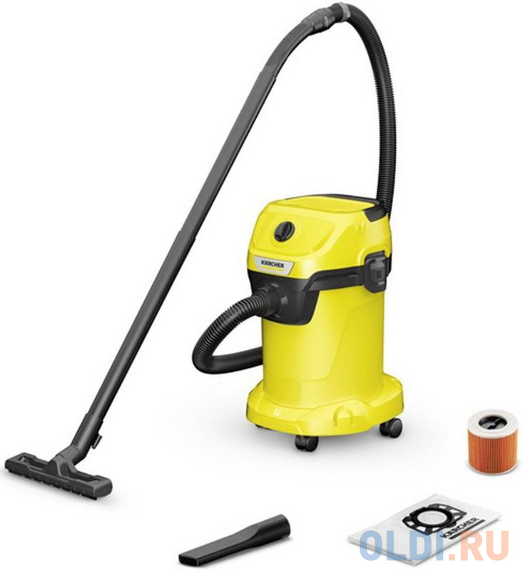 Пылесос Karcher WD 3 V-19/4/20 сухая влажная уборка жёлтый, размер 349x328x528 мм