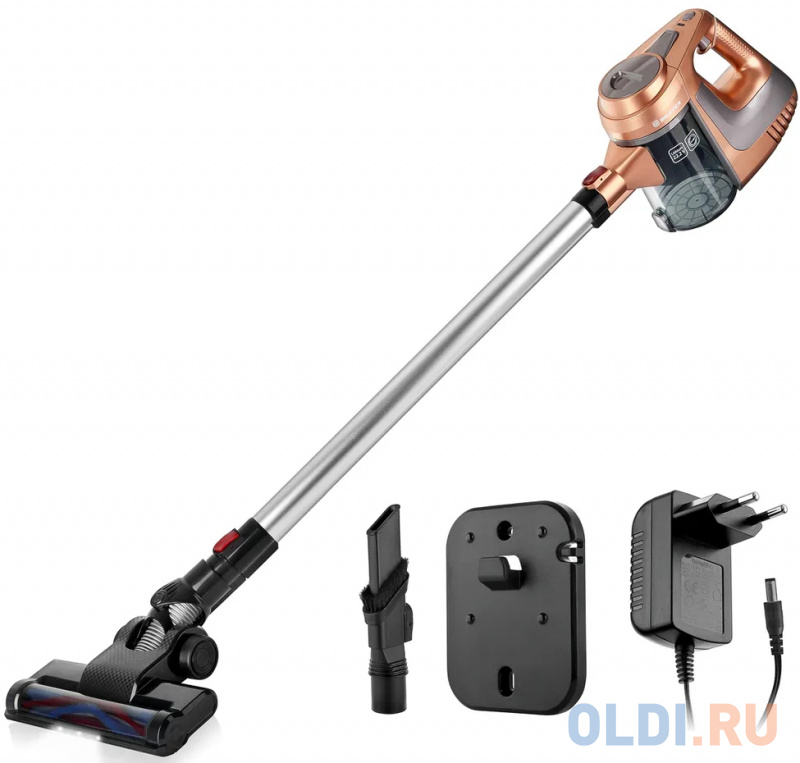 

Пылесос вертикальный беспроводной BRAYER BR4261, потребляемая мощность 135 Вт, контейнер 1 л, золото