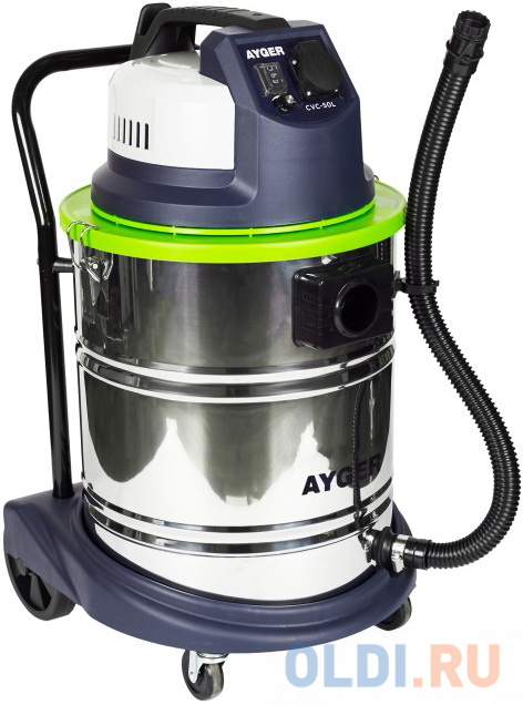 Промышленный пылесос Ayger CVC-50L сухая влажная уборка серебристый зелёный - фото 3