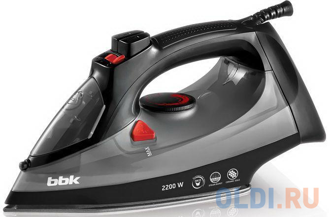 Утюг BBK ISE-2202 2200Вт серый чёрный утюг   decker bxir2401e 2400вт чёрный голубой