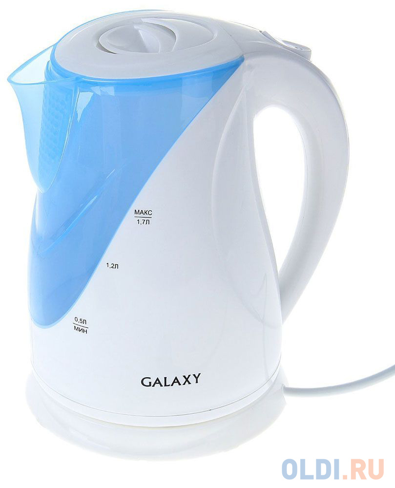 Чайник GALAXY GL 0202 2200 Вт белый голубой 1.7 л пластик 4630003368904 - фото 3