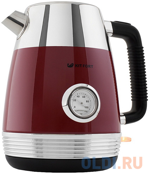 Чайник электрический KITFORT КТ-633-2 2150 Вт красный 1.7 л нержавеющая сталь чайник электрический kitfort kt 6102 3 2150 вт белый золотистый 1 7 л нержавеющая сталь
