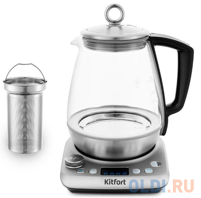 Чайник KITFORT КТ-669 1400 Вт серебристый 1.8 л стекло - фото 2