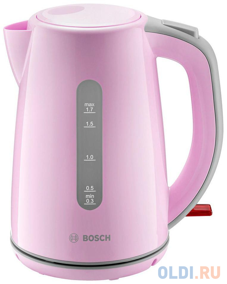 Чайник электрический Bosch TWK7500K 2400 Вт розовый 1.3 л пластик чайник электрический philips hd9365 10 2200 вт белый 1 7 л пластик