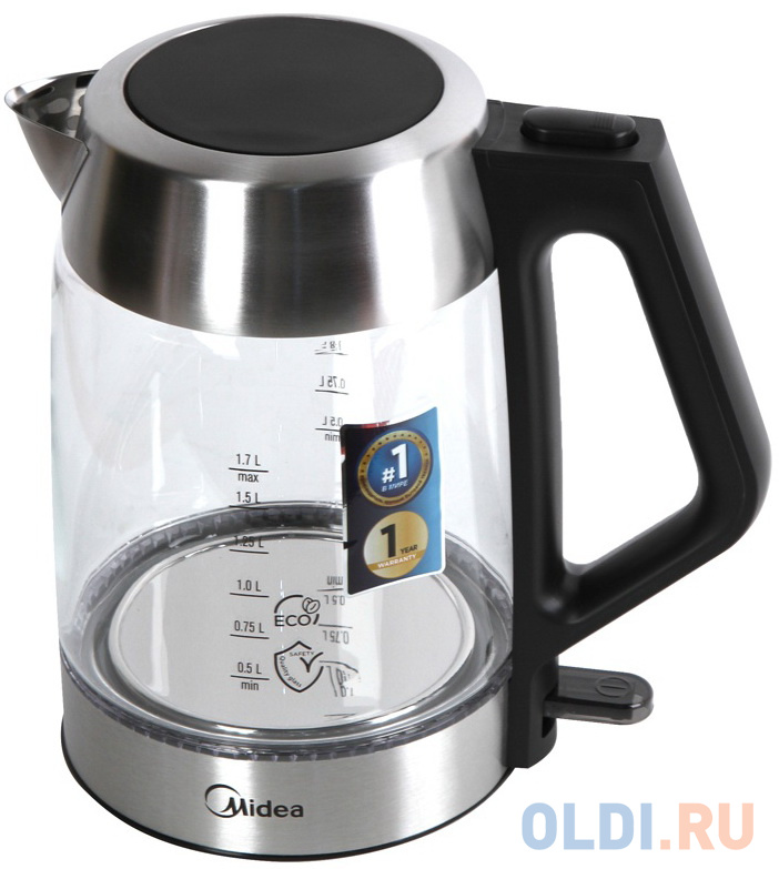 

Чайник Midea MK-8011 2200 Вт чёрный серебристый 1.7 л металл/стекло
