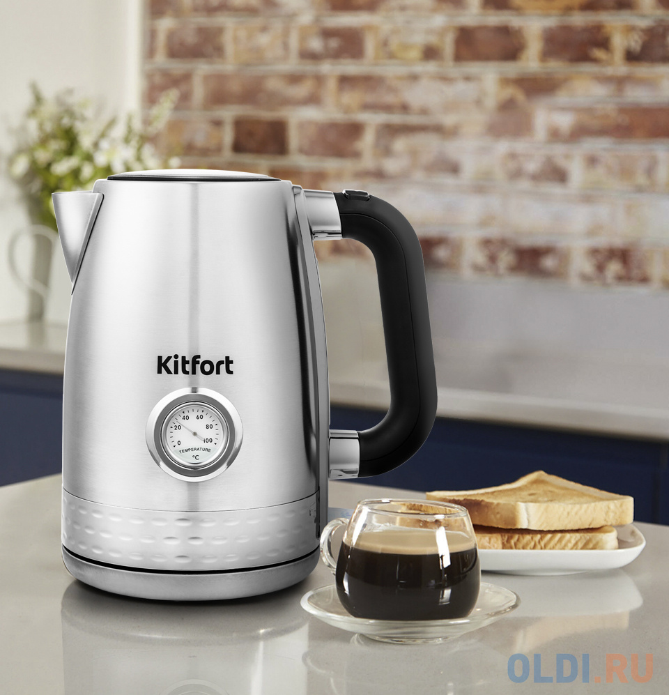 Чайник электрический KITFORT KT-684 2200 Вт серебристый 1.7 л металл - фото 5