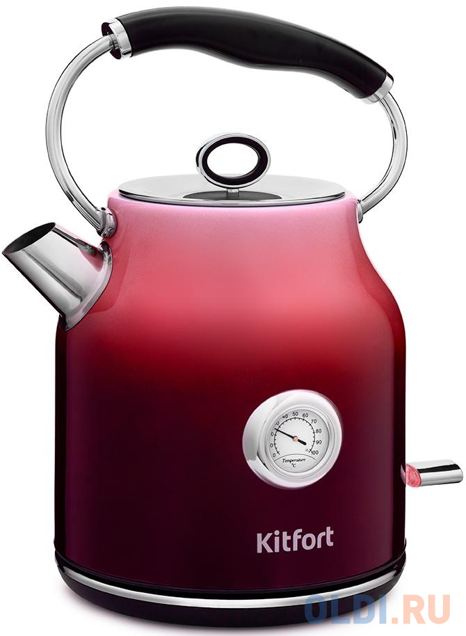 Чайник электрический KITFORT КТ-679-1 2200 Вт красный 1.7 л нержавеющая сталь - фото 1