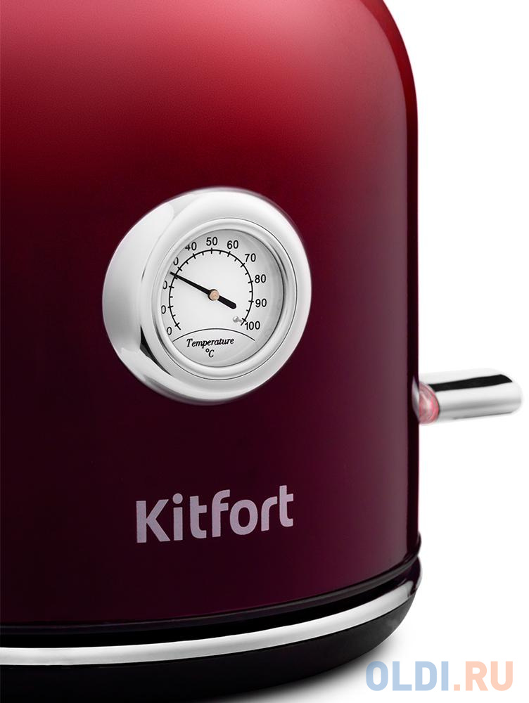 Чайник электрический KITFORT КТ-679-1 2200 Вт красный 1.7 л нержавеющая сталь - фото 4