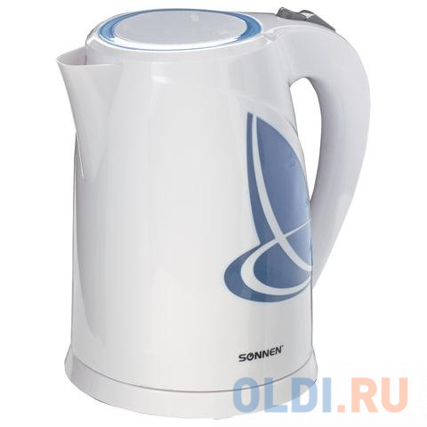 Чайник электрический Sonnen KT-1767 2200 Вт белый синий 1.8 л пластик