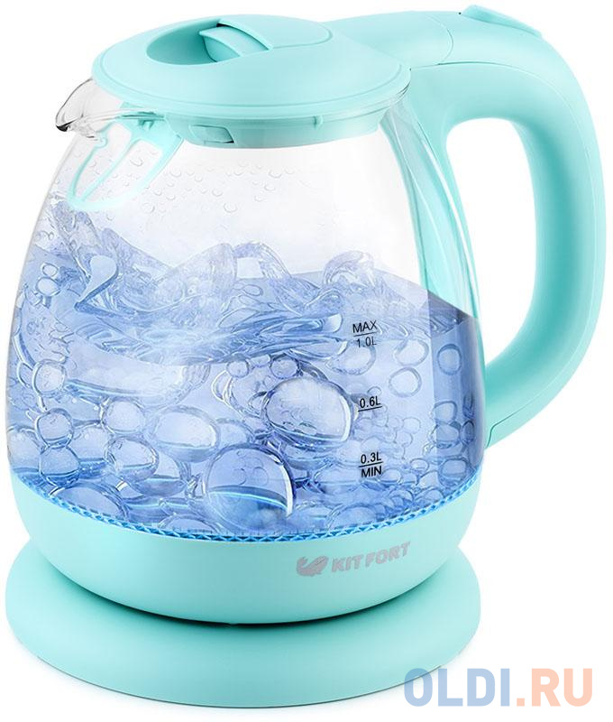 Чайник KITFORT КТ-653-1 1100 Вт голубой 1 л пластик/стекло - фото 1