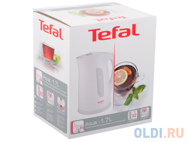 Чайник Tefal KO 270130 Aqua 2400 Вт 1.7 л пластик белый фото