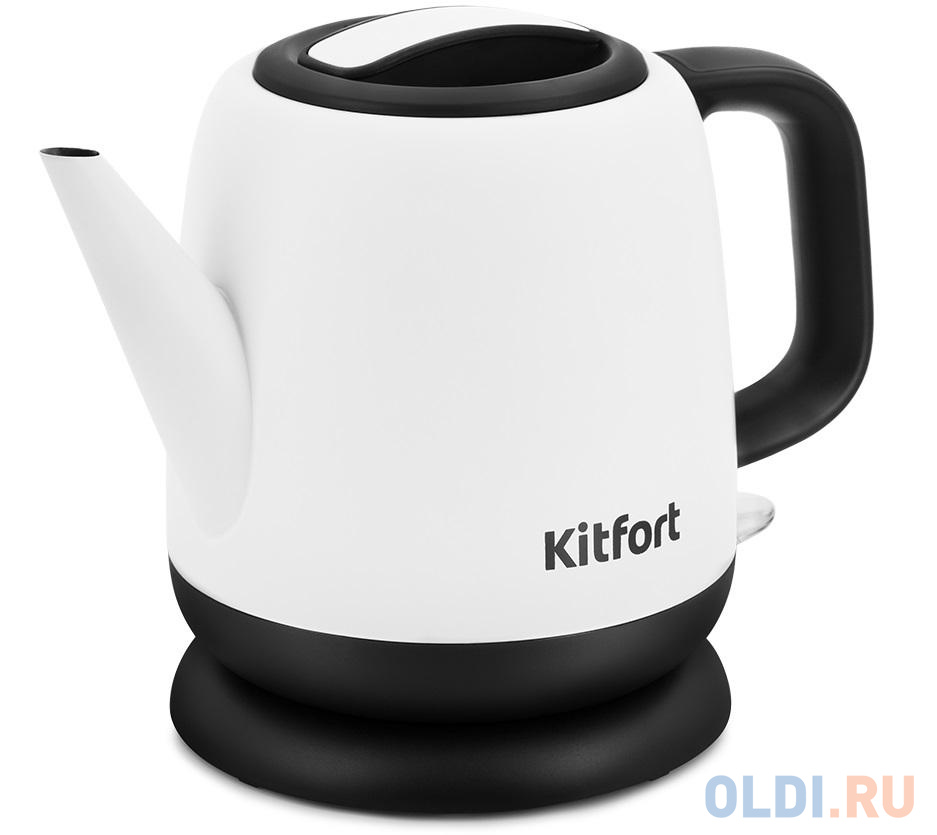 Чайник электрический Kitfort KT-6112 1л. 1630Вт белый/черный (корпус: нержавеющая сталь) - фото 1