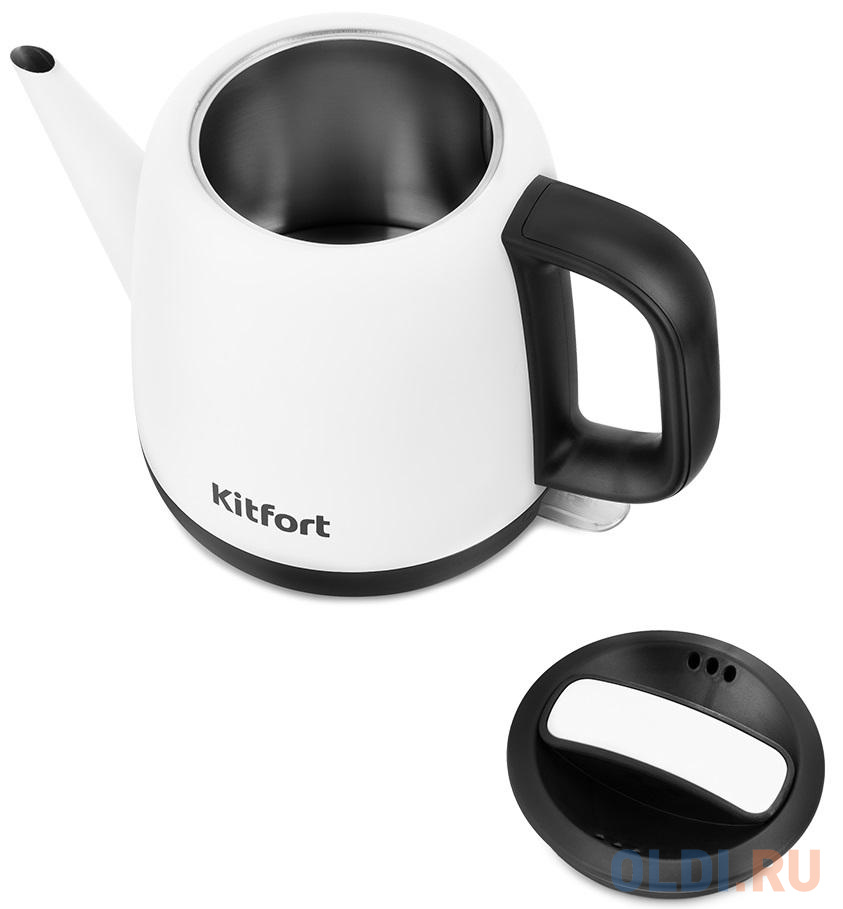 Чайник электрический Kitfort KT-6112 1л. 1630Вт белый/черный (корпус: нержавеющая сталь) - фото 3