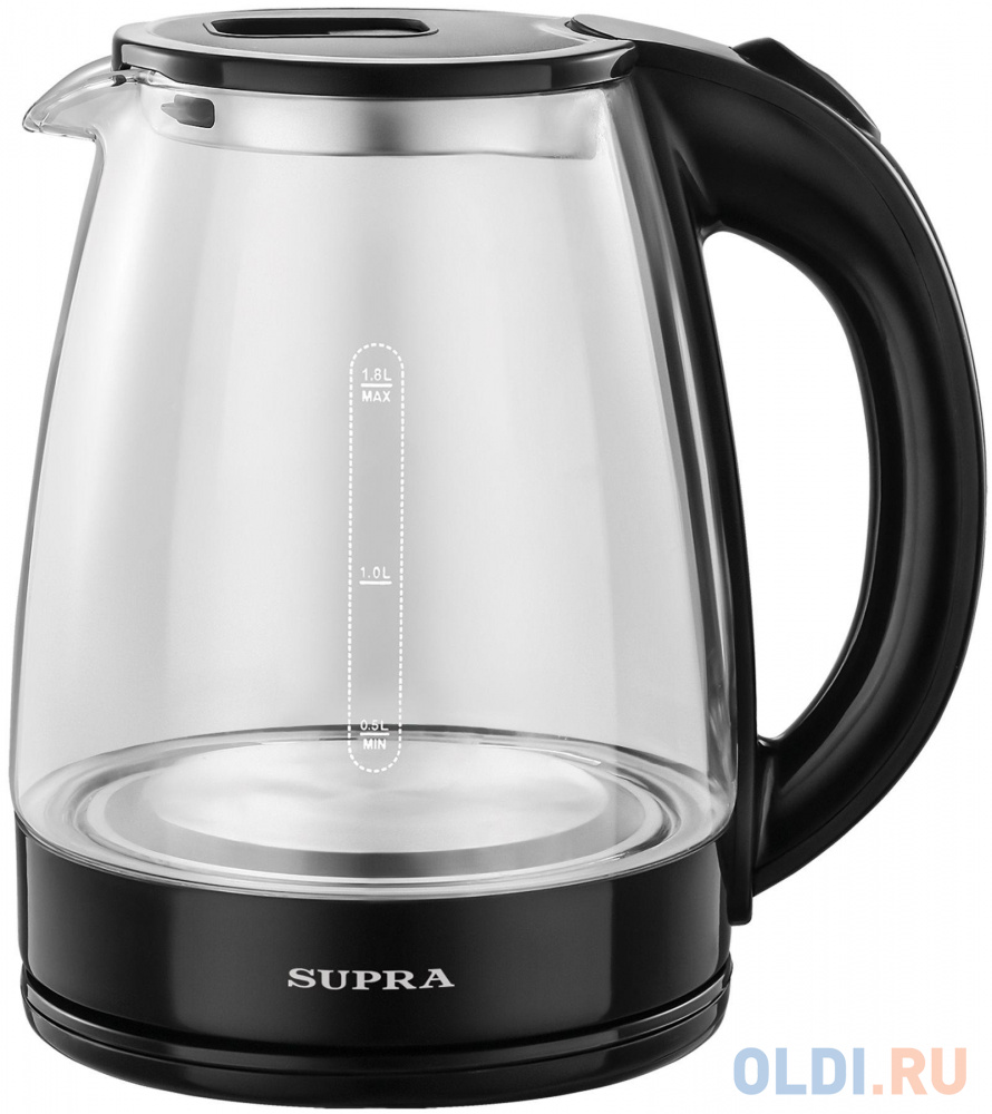 Чайник электрический Supra KES-1870G 1500 Вт чёрный 1.8 л стекло чайник электрический kitfort кт 690 2200 вт прозрачный 1 7 л стекло