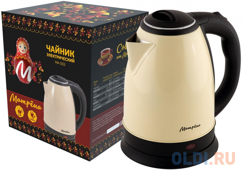 

ЧАЙНИК ЭЛЕКТР. "МАТРЁНА" MA-002 1,8 Л (1/12) СТАЛЬ (БЕЖЕВЫЙ)
