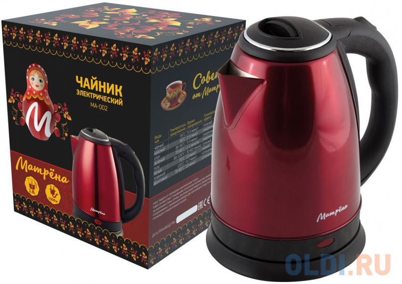 

ЧАЙНИК ЭЛЕКТР. "МАТРЁНА" MA-002 1,8 Л (1/12) СТАЛЬ (КРАСНЫЙ)