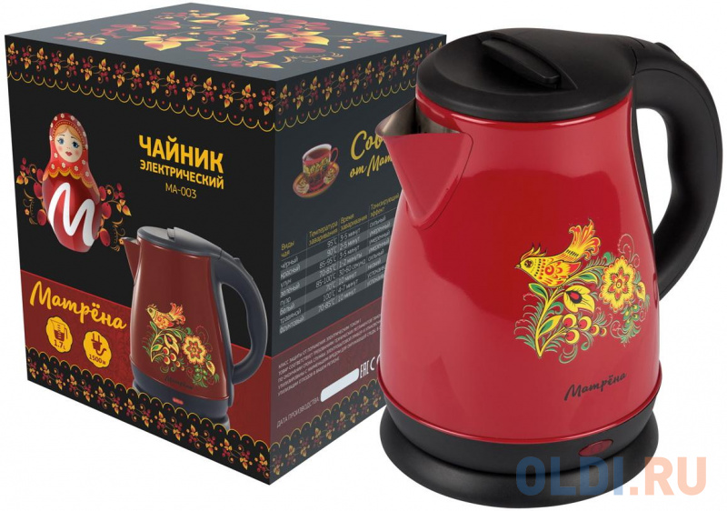 

ЧАЙНИК ЭЛЕКТР. "МАТРЁНА" MA-003 1,7 Л (1/12) СТАЛЬ (БОРДОВЫЙ, ХОХЛОМА)