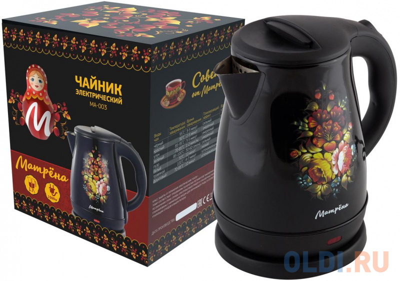 

ЧАЙНИК ЭЛЕКТР. "МАТРЁНА" MA-003 1,7 Л (1/12) СТАЛЬ (ЧЕРНЫЙ, ХОХЛОМА)
