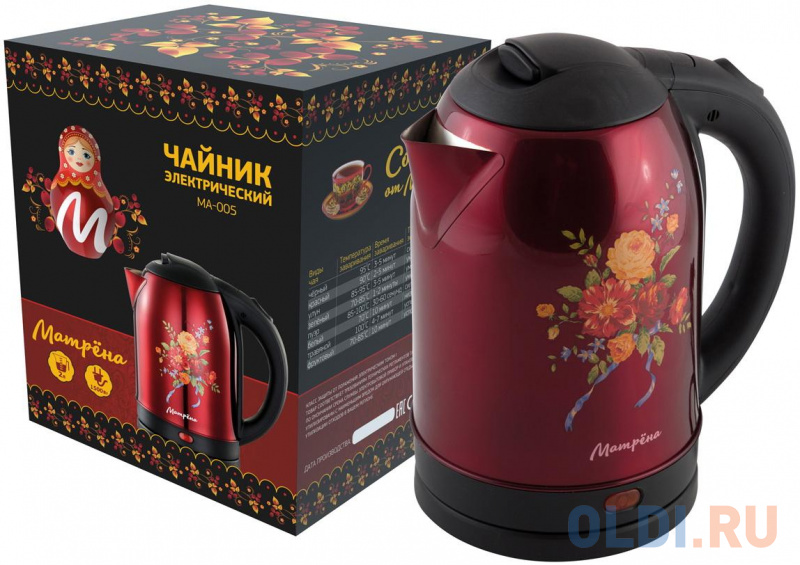 

ЧАЙНИК ЭЛЕКТР. "МАТРЁНА" MA-005 2 Л (1/12) СТАЛЬ (КРАСНЫЙ, ХОХЛОМА)