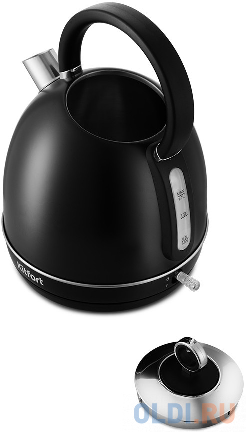 Чайник электрический Kitfort KT-6117-1 1.7л. 2200Вт черный (корпус: металл) - фото 2