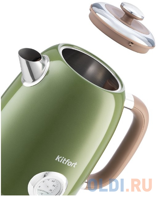Чайник электрический Kitfort KT-6110 1.7л. 2200Вт зеленый (корпус: нержавеющая сталь) фото