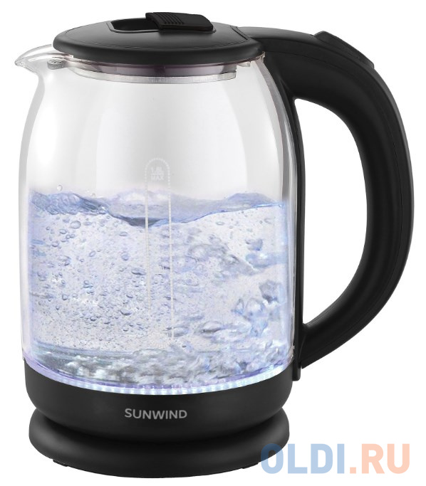Чайник электрический SunWind SUN-K-002 1.8л. 1500Вт прозрачный/черный (корпус: стекло) фото