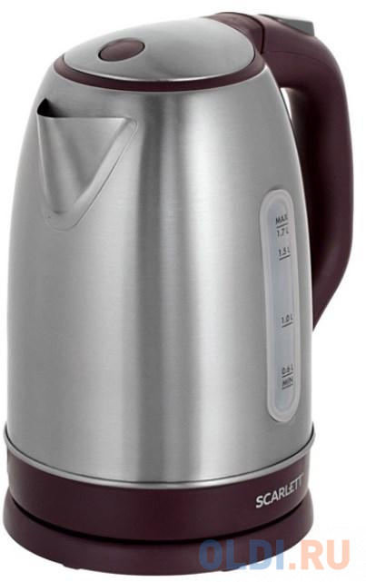 

Чайник электрический Scarlett SC-EK21S65 2200 Вт серебристый бордовый 1.7 л нержавеющая сталь